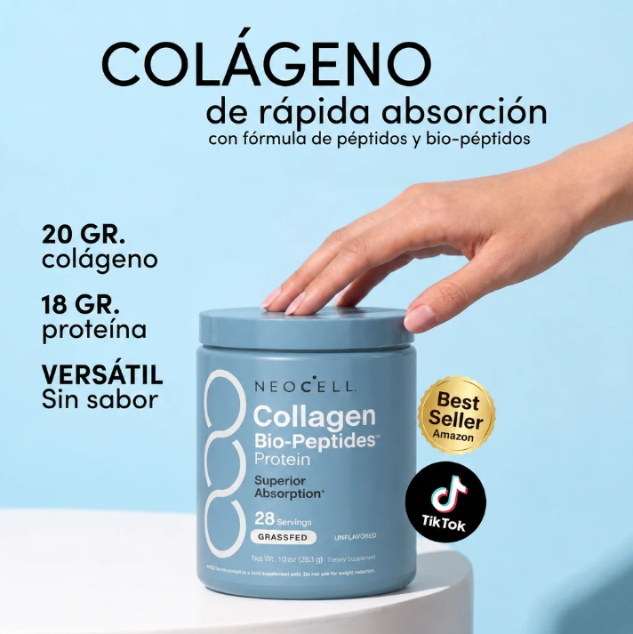 NeoCell Collagen Bio-Peptides – Colágeno Premium de Alta Absorción para Piel, Cabello, Uñas y Articulaciones.