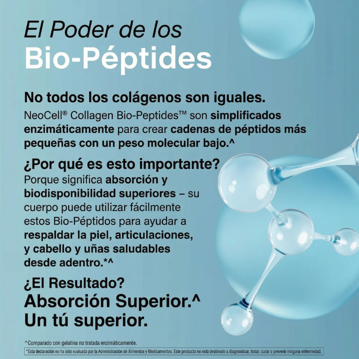NeoCell Collagen Bio-Peptides – Colágeno Premium de Alta Absorción para Piel, Cabello, Uñas y Articulaciones.